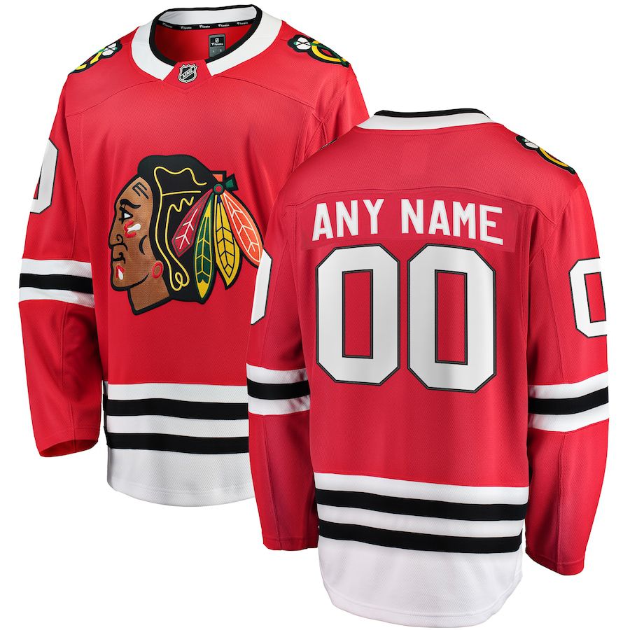 Men Chicago Blackhawks Fanatics Branded Red Home Breakaway Custom NHL Jersey